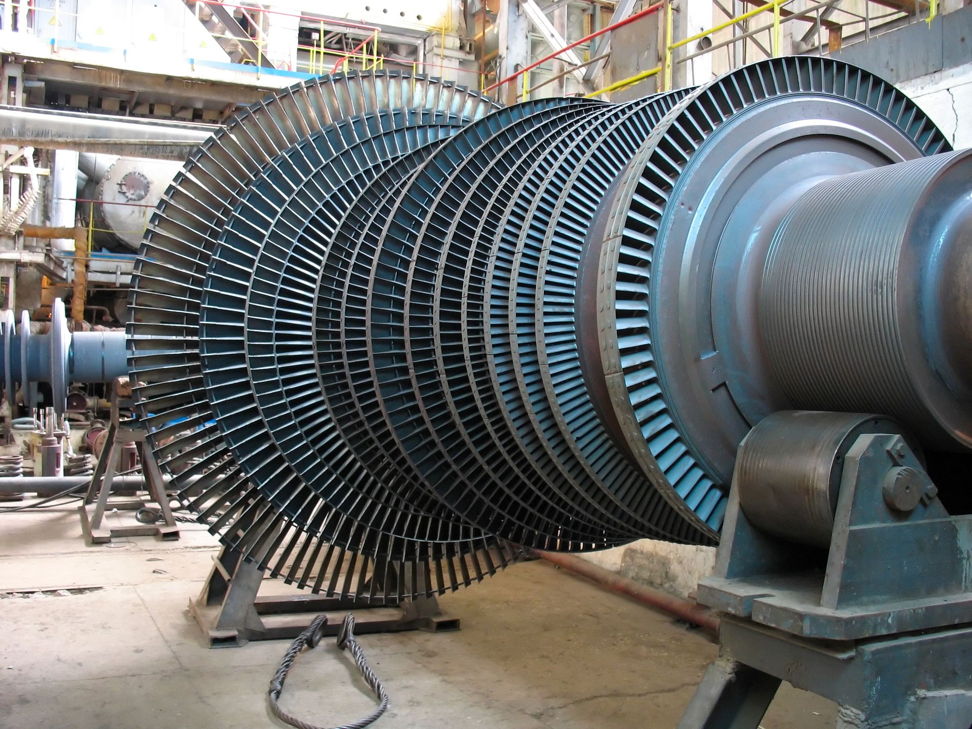 Power generator steam turbine during repair, machinery